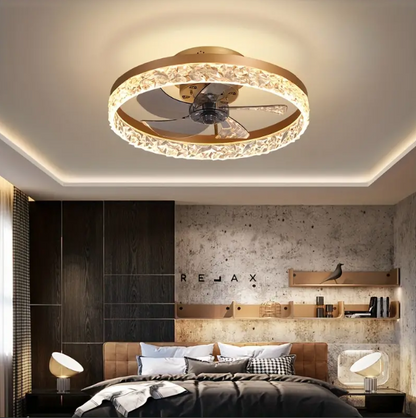 Ventilator Lamp - Plafondventilator Goud - Smart Lamp - Met Dimmer - 6 Standen Ventilator - Keuken Lamp - Woonkamerlamp - Moderne lamp