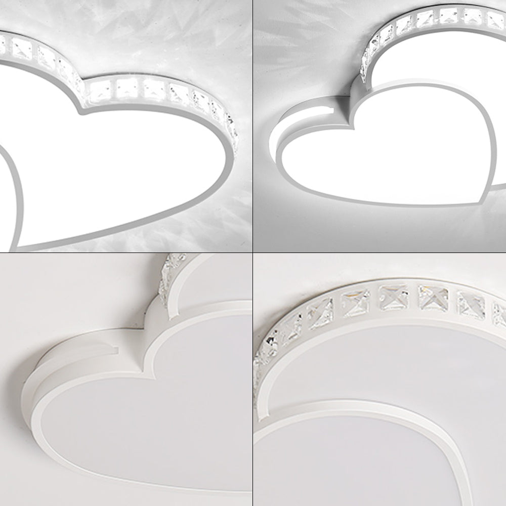 LuxiLamps - Kristallen Harten Plafondlamp - Wit - Koud Wit - Woonkamerlamp - Moderne lamp - Plafonnière