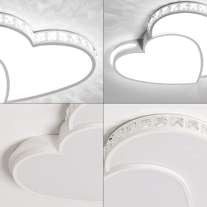 LuxiLamps - Kristallen Harten Plafondlamp - Wit - Koud Wit - Woonkamerlamp - Moderne lamp - Plafonnière