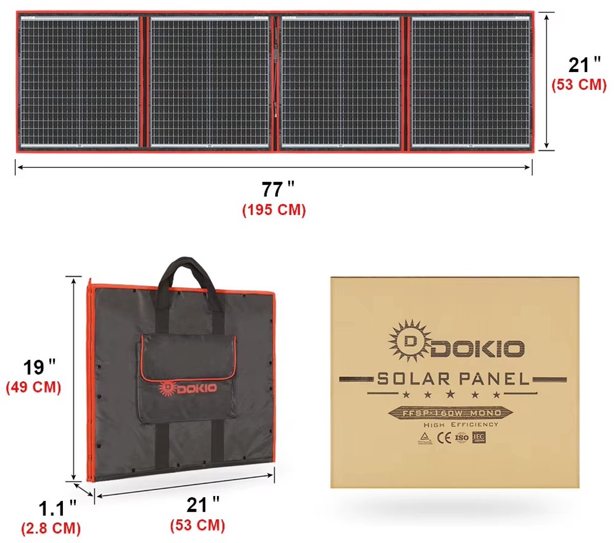 Compleet 160W Opvouwbare Zonnepaneel set - Monokristallijn Zonnepaneel - 12V - daglichtpaneel - Met Omvormer - Met 4 Meter Kabel