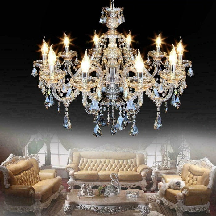 LuxiLamps - Crystal Chandelier - 10 Arm Kristallen Kroonluchter - Hanglamp - Woonkamerlamp - Moderne lamp - Plafonniere