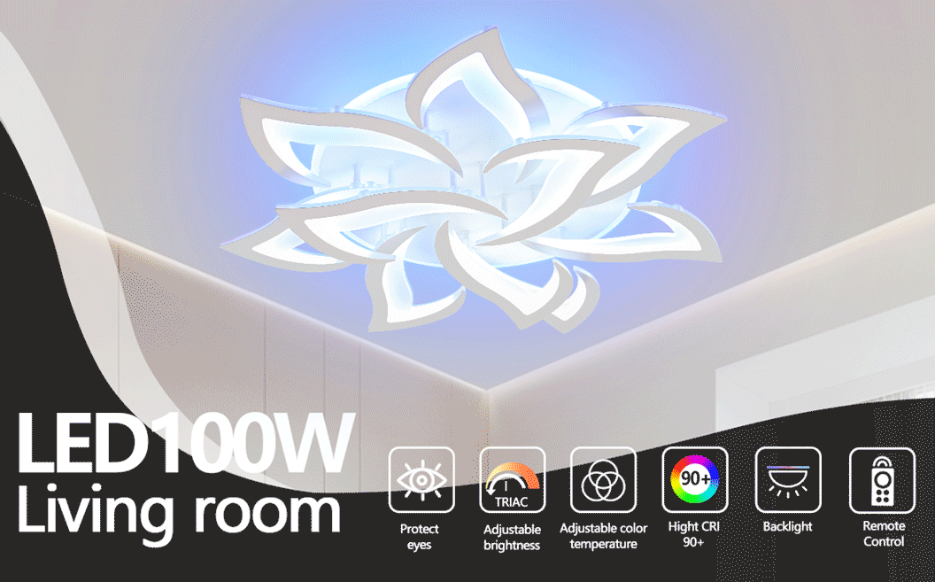 LuxiLamps - 10 Lotus RGB - Dimbaar Met Afstandsbediening en APP - Plafoniere - Smart lamp - Moderne LED Lamp