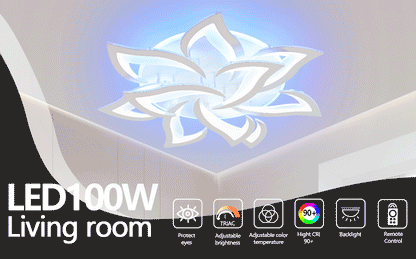 LuxiLamps - 10 Lotus RGB - Dimbaar Met Afstandsbediening en APP - Plafoniere - Smart lamp - Moderne LED Lamp