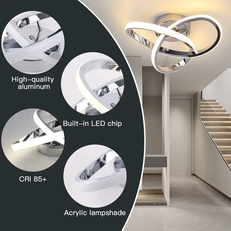 Modern Curl Lamp - Chandelier - Chrome - Aisle or Hall Lamp - LED Lighting - Ceiling Lamp