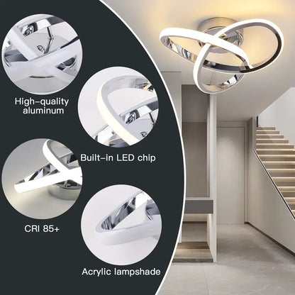 Modern Curl Lamp - Chandelier - Chrome - Aisle or Hall Lamp - LED Lighting - Ceiling Lamp