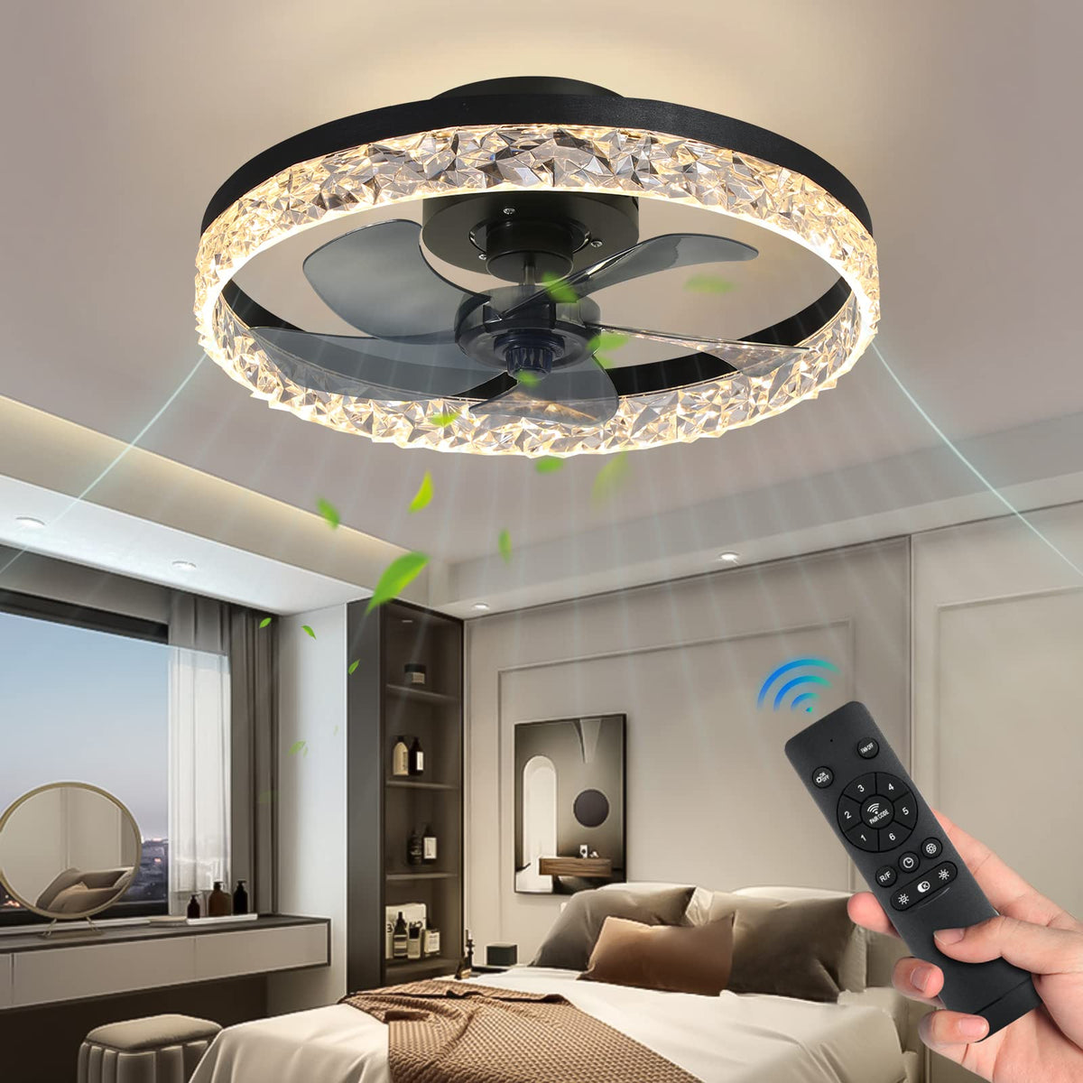 Ventilator Lamp - Plafondventilator Wit - Smart Lamp - Met Dimmer - 6 Standen Ventilator - Keuken Lamp - Woonkamerlamp - Moderne lamp