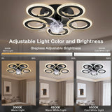 
Ceiling Fan With Lighting - 5 Curved Light Rings - 6 Speeds - Black - Dimmable - With Remote Control And App