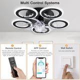 
Ceiling Fan With Lighting - 5 Curved Light Rings - 6 Speeds - Black - Dimmable - With Remote Control And App