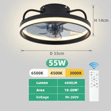 
Ceiling Fan With Lighting - Round Light Ring - 6 Speeds - Black - Dimmable - With Remote Control And App - With Memory Function