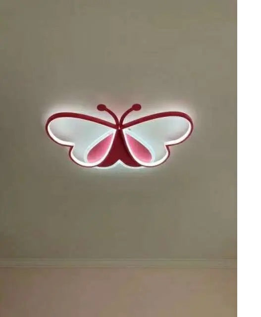 Modern Butterfly LED Ceiling Light - Pink - Width 50 cm - 3 Light Colours - For Bedroom And Kids Room - Ceiling Fixture