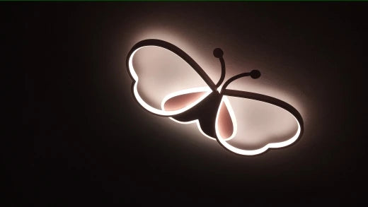 Modern Butterfly LED Ceiling Light - Pink - Width 50 cm - 3 Light Colours - For Bedroom And Kids Room - Ceiling Fixture