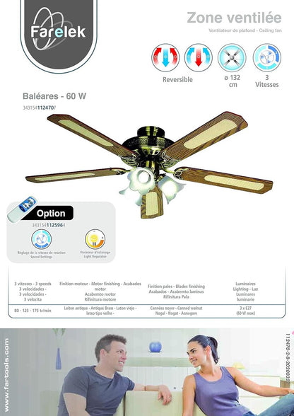 LuxiLamps - 5 Head Flower Ceiling Fan - Dimmable With Remote Control - E27 - 3 Speeds - 132 cm - Smart Fan