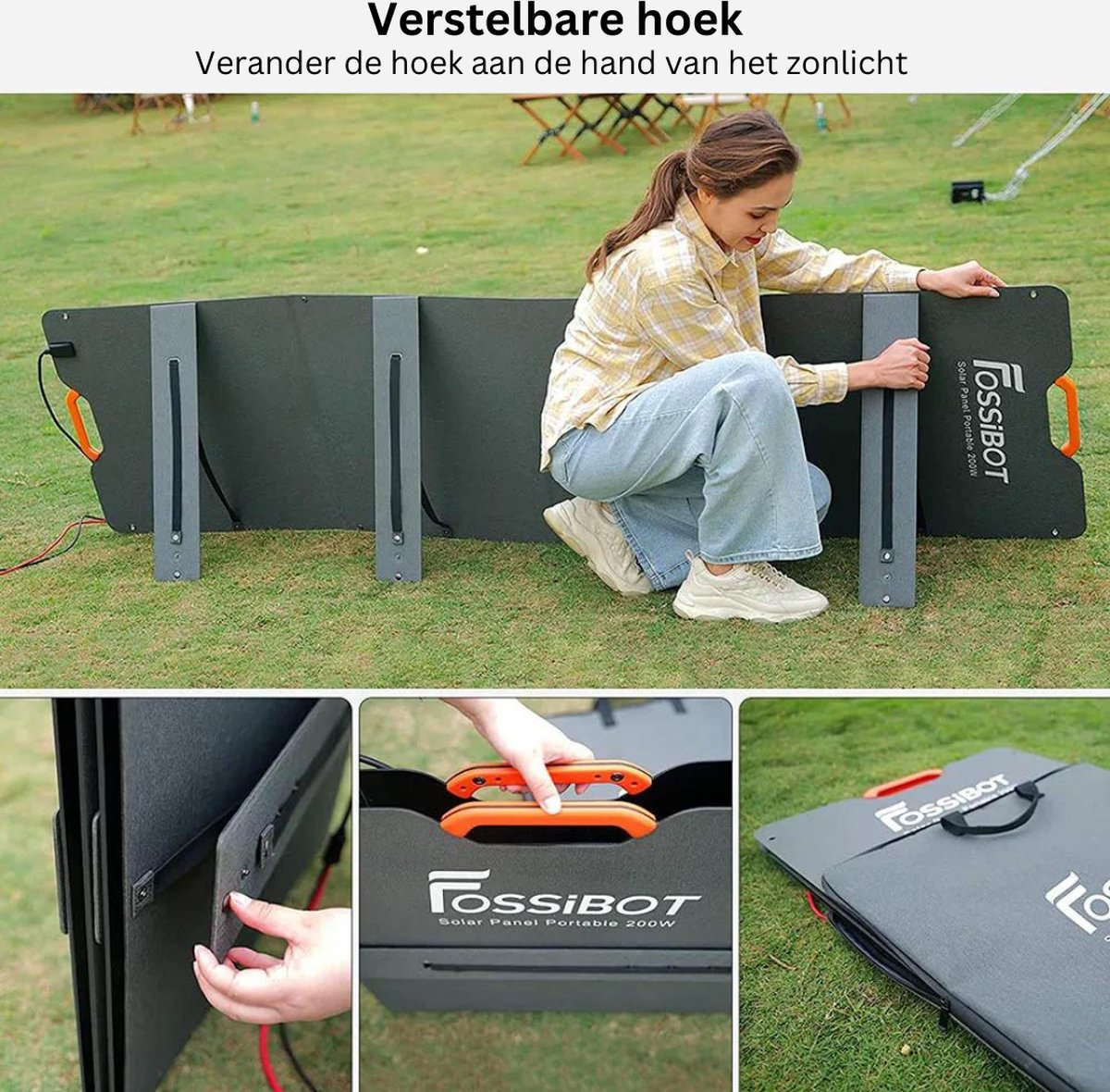 FOSSiBOT Opvouwbaar Zonnepaneel - Draagbaar Model Met Magnetisch Handvat - IP67 Waterdicht - Inclusief Draagas - Gijs