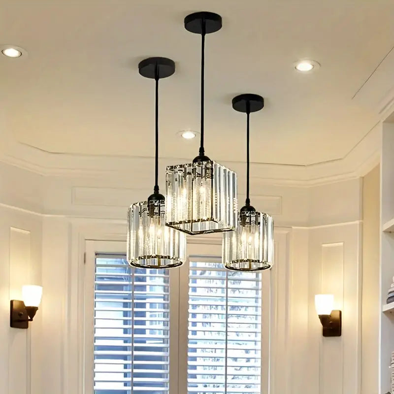 Moderne Kristallen Hanglamp - Zwart - LED Vierkant Kristallen Kroonluchter - Gangpad Lamp