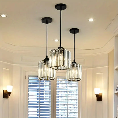 Moderne Kristallen Hanglamp - Zwart - LED Vierkant Kristallen Kroonluchter - Gangpad Lamp