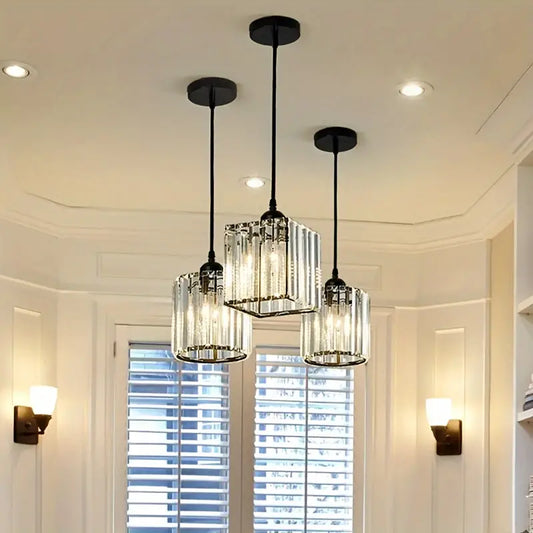 Moderne Kristallen Hanglamp - Zwart - LED Vierkant Kristallen Kroonluchter - Gangpad Lamp
