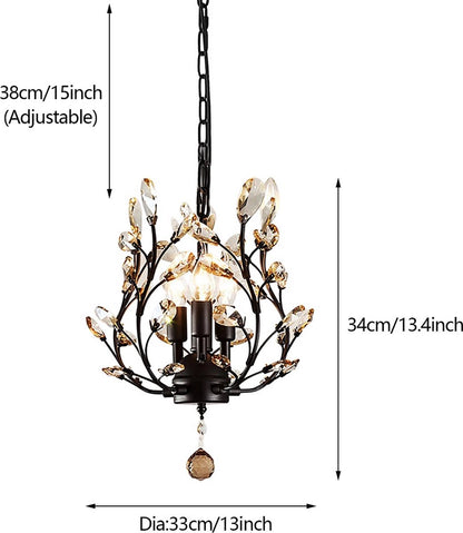 LuxiLamps - Kristallen Sterrenhemel Hanglamp - Kroonluchter - Woonkamer - Zwart - Moderne lamp - 33 cm - Elegante Bloesem Hanglamp