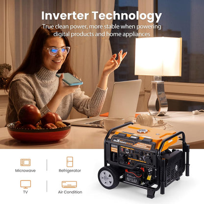 Inverter Stroomgenerator 5500 W - Parallel Benzine Generator - 4-Takt - Superstil 73dB - Power 10H voor RV - 14.5L Brandstoftank - ATS-interface - E-starter