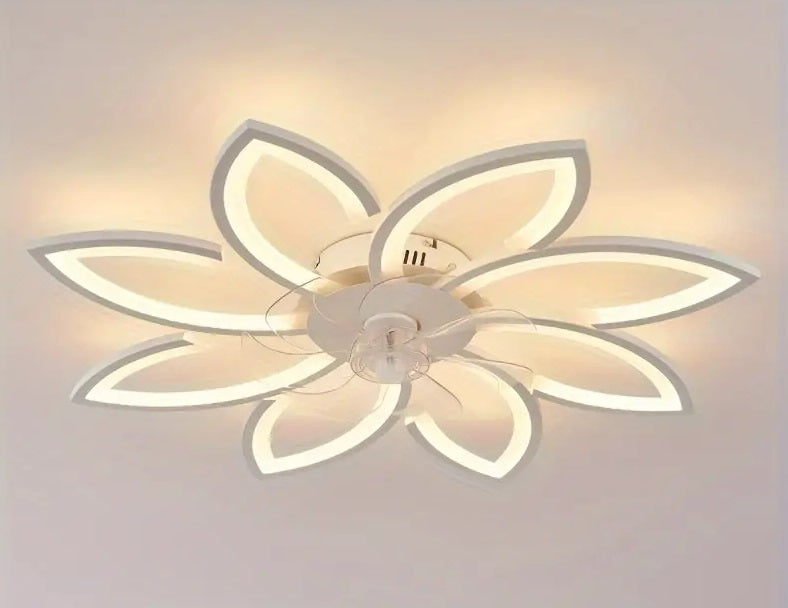 LuxiLamps - 8 Sterren Plafondlamp Met Ventilator - Wit - Met Afstandsbediening - Smart lamp - Dimbaar Met App - 6 Standen Ventilator - Woonkamerlamp - Moderne lamp - Plafoniere