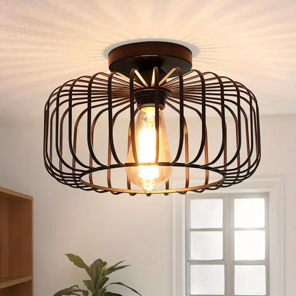 LuxiLamps - Plafondlamp Zwart - Kooi Design - 30 cm - E27 - Kroonluchter - Woonkamer Lamp