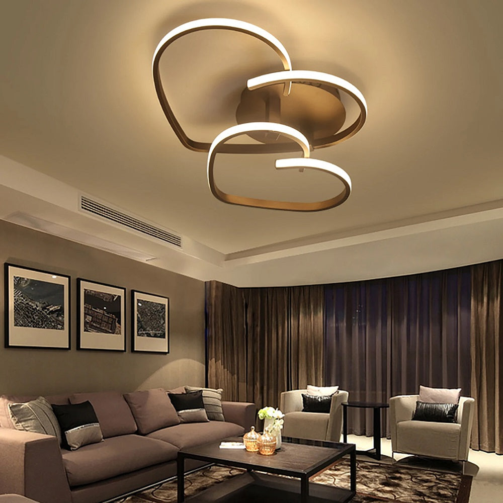 LuxiLamps - Harten Plafondlamp - Met Afstandsbediening - Koffie - Dimbaar Met Afstandsbediening - Woonkamerlamp - Moderne lamp - Plafoniere