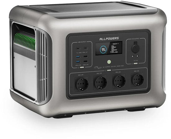 ALLPOWERS - Draagbare Powerstation & Zonnepaneel - 2016Wh LFP Accu - 2500W (Piek 4000W) - UPS - Snelladen - Uitbreidbaar - Incl. 400W Opvouwbaar Zonnepaneel - Voor Noodstroom, Camping & Thuisgebruik