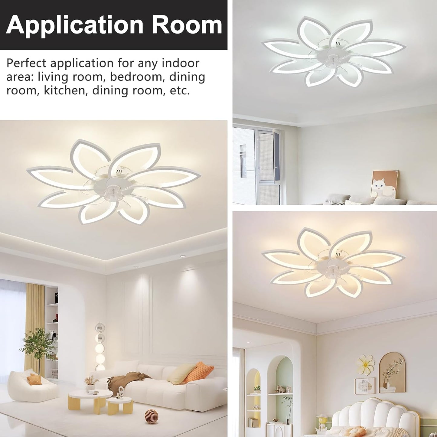 LuxiLamps - 8 Sterren Plafondlamp Met Ventilator - Wit - Met Afstandsbediening - Smart lamp - Dimbaar Met App - 6 Standen Ventilator - Woonkamerlamp - Moderne lamp - Plafoniere