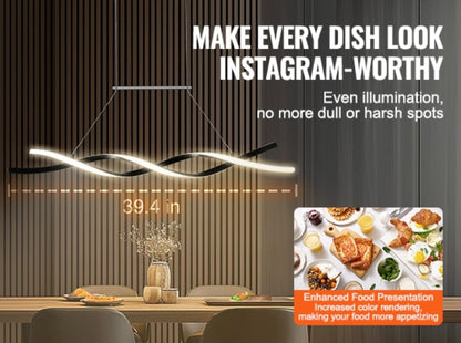 LuxiLamps - Hanglamp - Moderne Kroonluchter Verlichting - 100 cm - Zwart - Dimbaar Met Afstandsbediening - Boven De Eettafel - LED Hanglamp - 24W