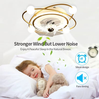 Krullen Ventilator Plafondlamp - Plafondventilator 50 cm - Goud - Smart Lamp - Met Dimmer - 6 Standen Ventilator - Keuken Lamp - Woonkamerlamp - Moderne Lamp - Slaapkamer Lamp Ventilator