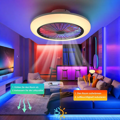 LED RGB Ventilator Lamp - Smart Lamp - Plafondventilator - RGB - 12 Kleuren - Dimbaar - 45 cm - 6 Standen - Plafondventilator - Woonkamerlamp - Moderne Lamp