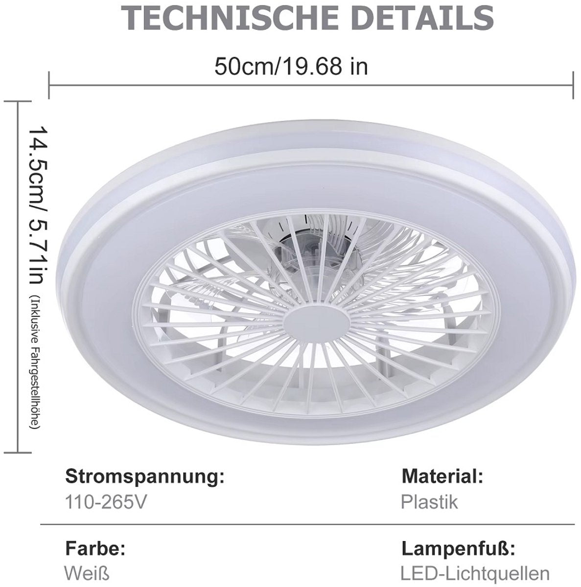RGB Plafondventilator - Met Luidspreker - Dimbaar Met Afstandsbediening - 12 Kleuren - 60W - RGB Muziek Ventilator - Woonkamerlamp - Kroonluchter Ventilator