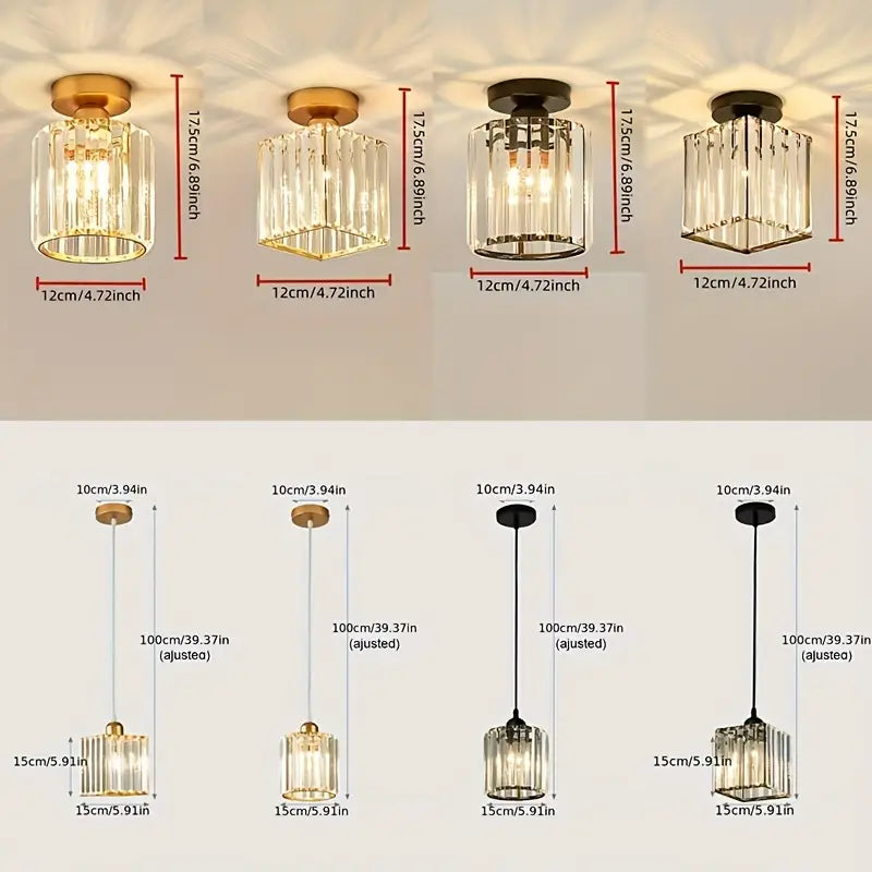 Moderne Kristallen Hanglamp - Zwart - LED Vierkant Kristallen Kroonluchter - Gangpad Lamp