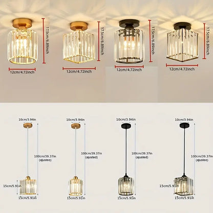 Moderne Kristallen Hanglamp - Zwart - LED Vierkant Kristallen Kroonluchter - Gangpad Lamp