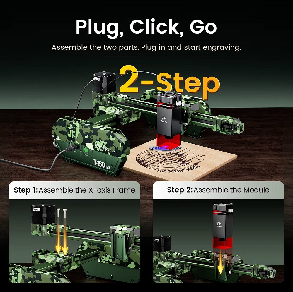 Laser Graveermachine T150 Pro 6W - Laser Cutter - Laserprinter All In One - Graveren - Display - Groen - Laser Snijmachine - Bedienbaar Met APP