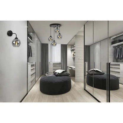 Smoke Glas Hanglamp | 4 Rond Lichts | Chroom | Industrieel | Woonkamer | Eetkamer | Slaapkamer | Zilver Rookglas