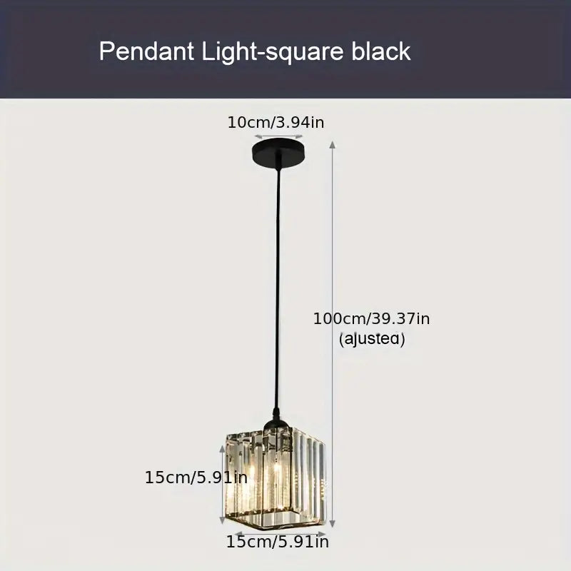Moderne Kristallen Hanglamp - Zwart - LED Vierkant Kristallen Kroonluchter - Gangpad Lamp