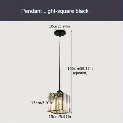 Moderne Kristallen Hanglamp - Zwart - LED Vierkant Kristallen Kroonluchter - Gangpad Lamp