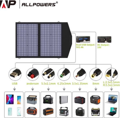 Allpowers® Solar Power Station - Powerbank - Zonnepaneel - Zonnepaneel Camper - 41600mAh - 60W