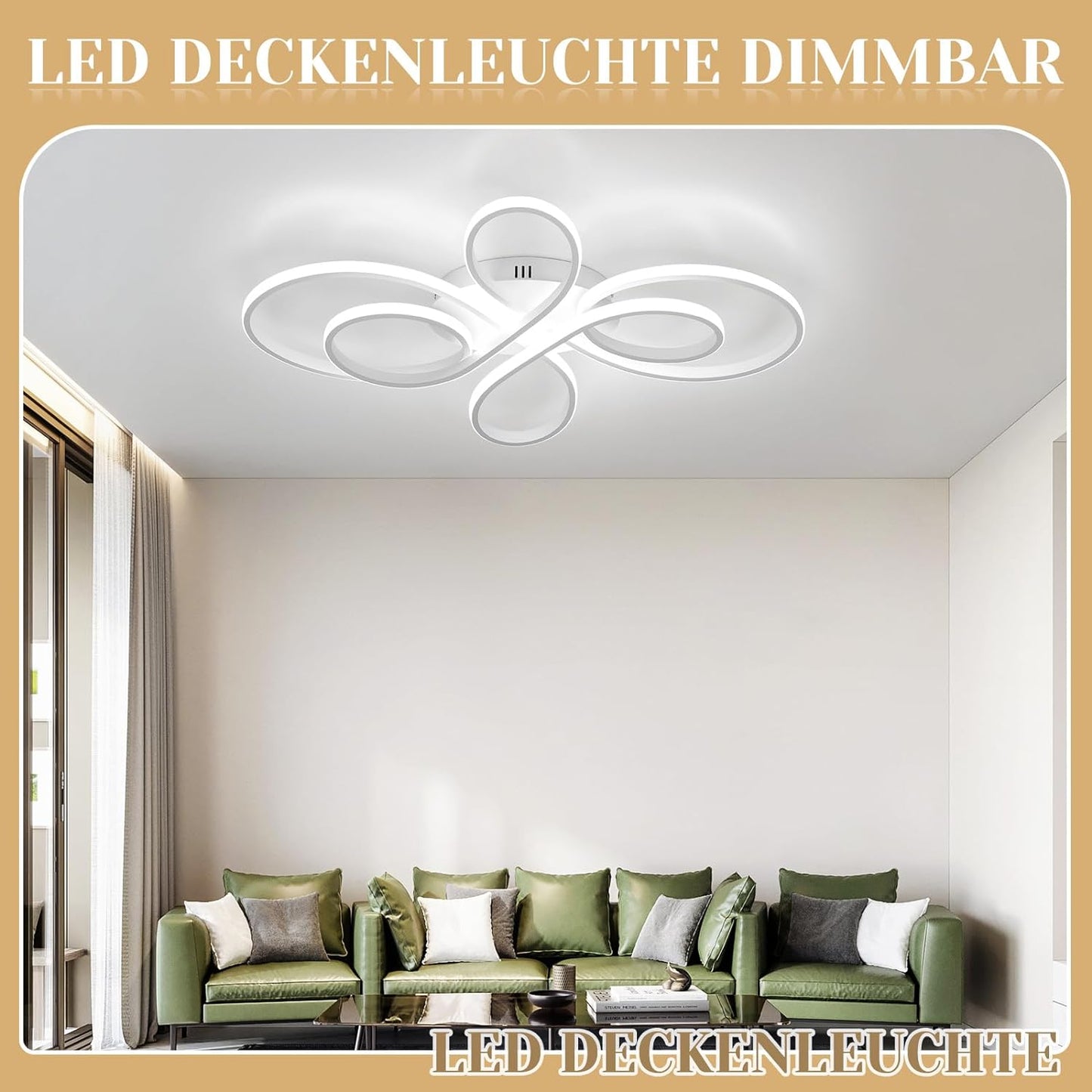 Moderne Plafondlamp - Luxe LED Kroonluchter - Dimbaar - Vlindervorm - 100 cm - Woonkamerlamp - Wit - Plafoniere - 90W