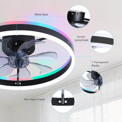 LuxiLamps - Plafondventilator Lamp - RGB - Smart Lamp - 6 Standen - Dimbaar - Kroonluchter Ventilator - Chandelier Fan - Woonkamer Lamp - Ventilator Lampen - Stille Motor