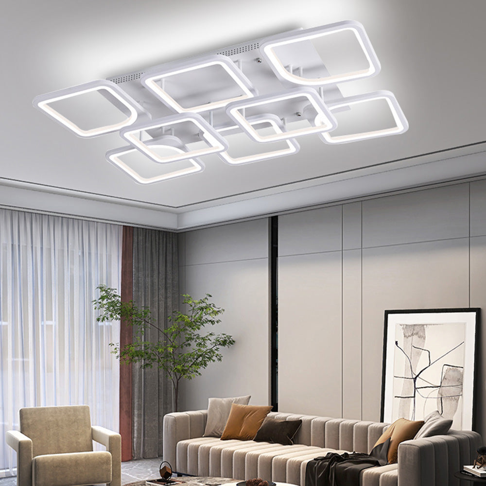 LuxiLamps - 8 Head Ceiling Lamp - Smart Lamp - White - 90cm - Remote Control and APP - Living Room Lamp - Ceiling Lamp