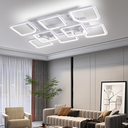 LuxiLamps - 8 Head Ceiling Lamp - Smart Lamp - White - 90cm - Remote Control and APP - Living Room Lamp - Ceiling Lamp