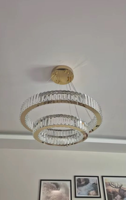 2 Ringen Hanglamp - Eettafel Hanglamp - Goud - 2 Lagen 40 & 60 cm - Luxe Kroonluchter - Hoogte Verstelbaar - Woonkamerlamp