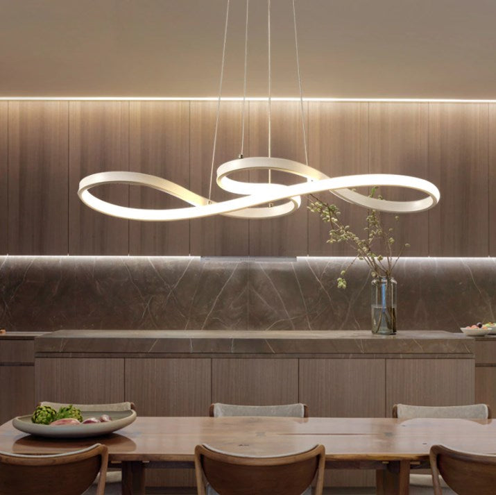 LuxiLamps - Pendant Lamp - Chandelier - White - Living Room Lamp Dimmable With Remote Control - Modern Lamp - Dining Room Lamp - LED Ceiling Lamp - Ceiling Light