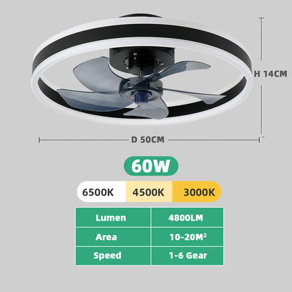 LuxiLamps - Fan Lamp - Smart Lamp - 6 Modes - Dimmable - Black - Chandelier Fan - Chandelier Fan - Living Room Lamp - Fan Lamps