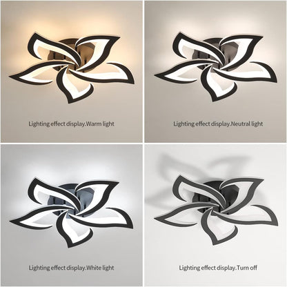 5 Sterren Plafondlamp Zwart - Met Afstandsbediening - Smart lamp - Dimbaar Met App - Woonkamerlamp - Moderne lamp - Plafoniere