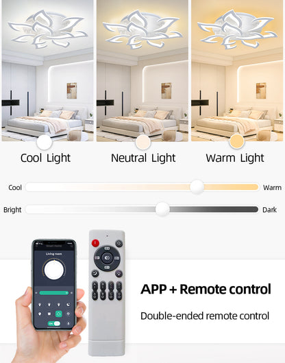 LuxiLamps - 14 Star Ceiling Lamp Black - With Remote Control - Smart Lamp - Dimmable With App - Living Room Lamp - Modern Lamp - Ceiling Lamp