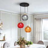 
3-bollenhanglamp met gekleurde glazen kappen