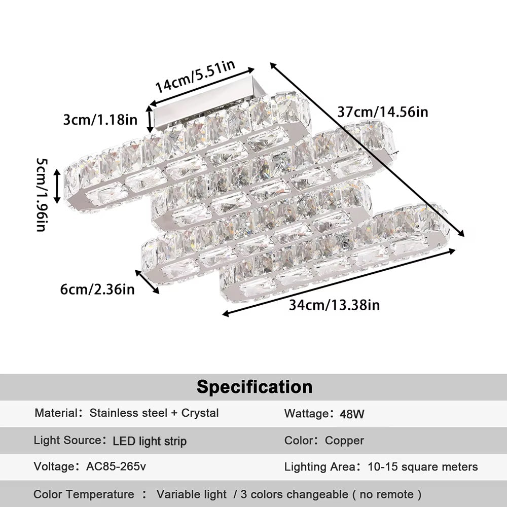 4 Koppen Kroonluchter - Kristallen LED Lamp - Luxe Woonkamerlamp - 3 Kleuren - Moderne lamp - Plafondlamp - Plafoniere - 37 cm