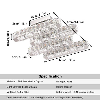4 Koppen Kroonluchter - Kristallen LED Lamp - Luxe Woonkamerlamp - 3 Kleuren - Moderne lamp - Plafondlamp - Plafoniere - 37 cm